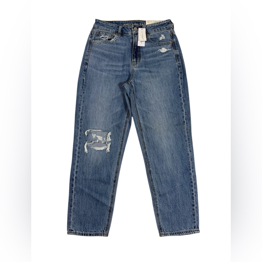 American Eagle Mom Straight Jeans Womens Sz 2 Short Distressed Comfort Waist NWT